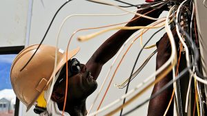 Man working on wiring