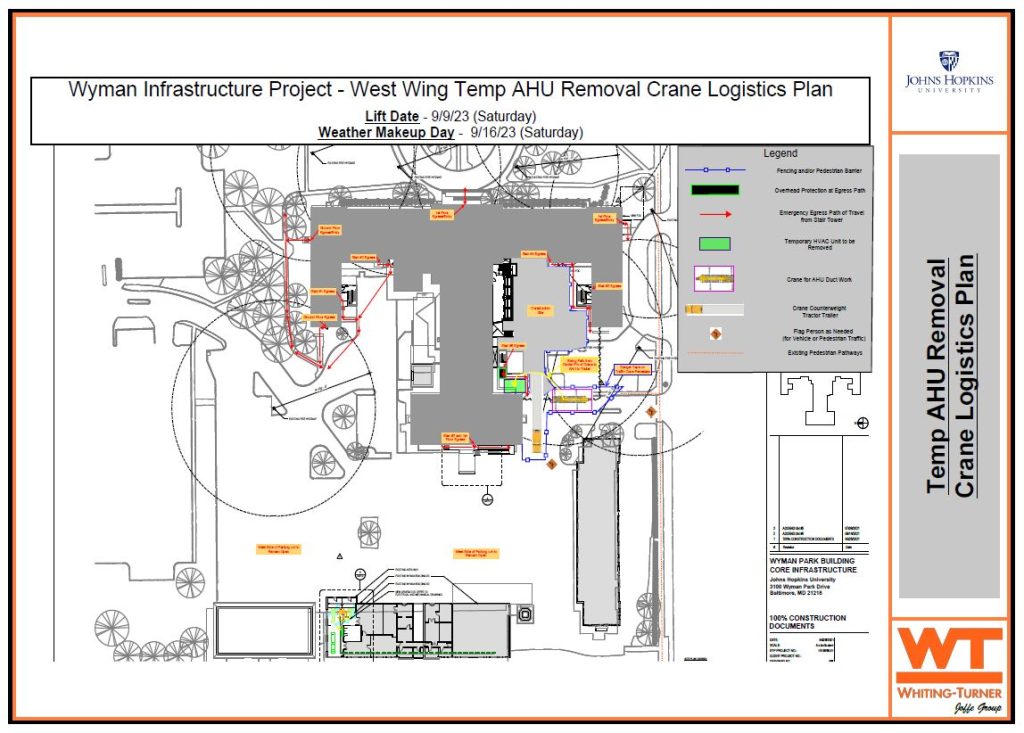 Wyman 1 crane lift logistics plan for Sep 9, 2023